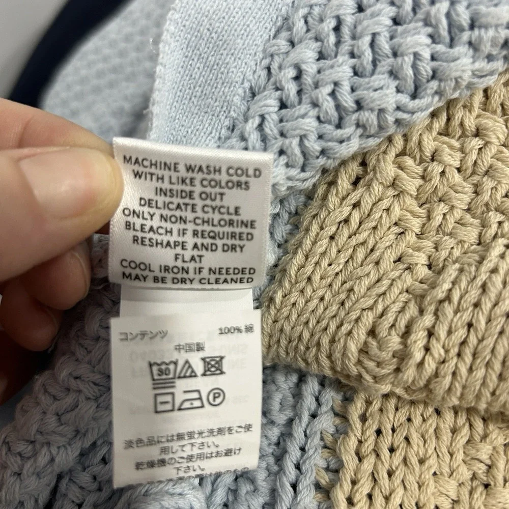 LL Bean Signature Womens Size L Beige Fisherman Cable Knit Sweater 100% Cotton - Picture 9 of 10